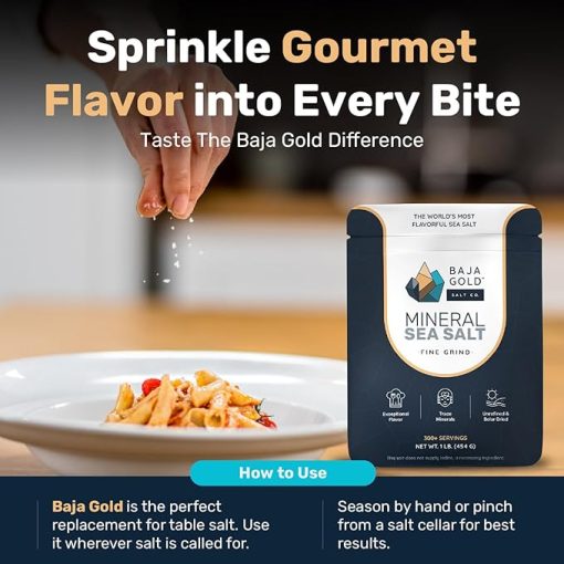 Baja Gold Mineral Sea Salt – Pure & Authentic Fine Grind Salt for Cooking & Baking | Natural Baja Salt for Culinary Uses | Great for Finishing Dishes | 1 lb. Resealable Bag - Image 2